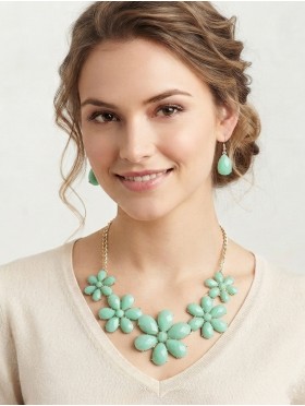 FLORAL STATEMENT NECKLACE AND EARRING SET